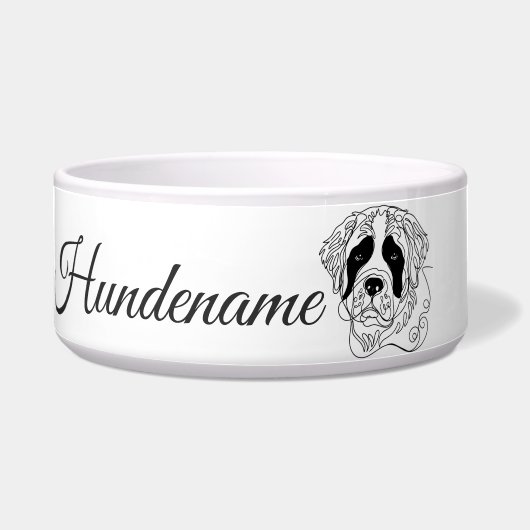 St. Bernard Dog Line Art personalized bowl Voerbakje (Voorkant)