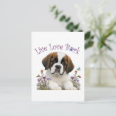 St. Bernard Dog Mom Floral Briefkaart (Staand voorkant)