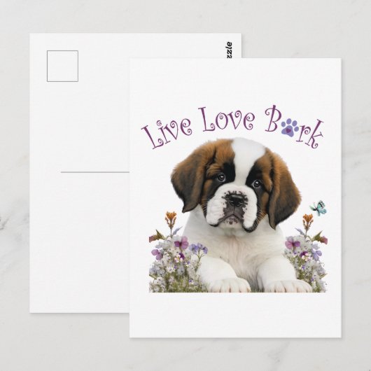 St. Bernard Dog Mom Floral Briefkaart (Voorkant / Achterkant)