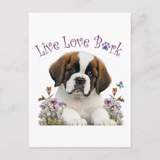 St. Bernard Dog Mom Floral Briefkaart (Voorkant)