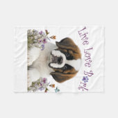 St. Bernard Dog Mom Floral Fleece Deken (Voorkant (Horizontaal))