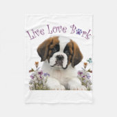 St. Bernard Dog Mom Floral Fleece Deken (Voorkant)