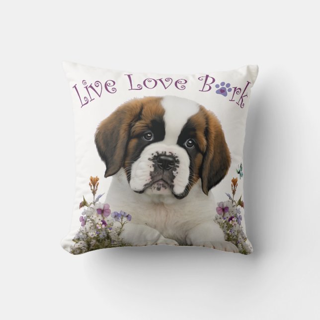 St. Bernard Dog Mom Floral Kussen (Voorkant)