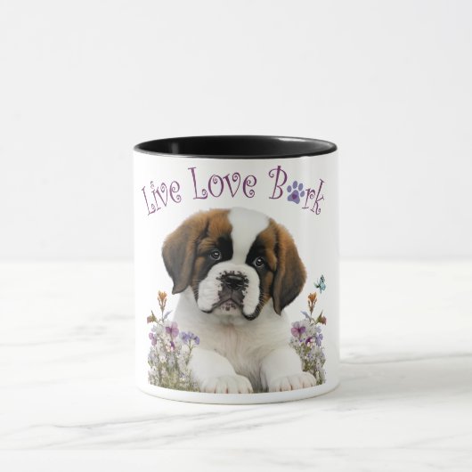 St. Bernard Dog Mom Floral Mok (Midden)