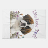 St. Bernard Dog Mom Floral Theedoek (Horizontaal)