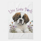 St. Bernard Dog Mom Floral Theedoek (Verticaal)