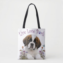 St. Bernard Dog Mom Floral Tote Bag