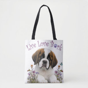 St. Bernard Dog Mom Floral Tote Bag