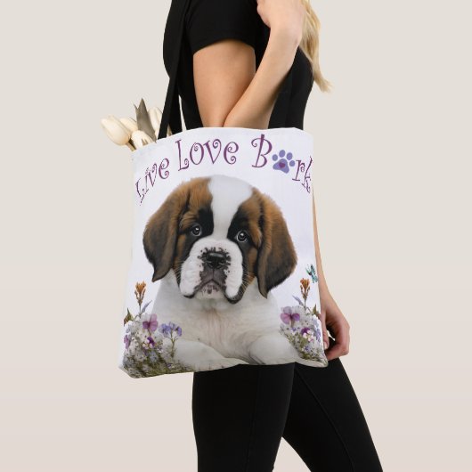 St. Bernard Dog Mom Floral Tote Bag (Dichtbij)