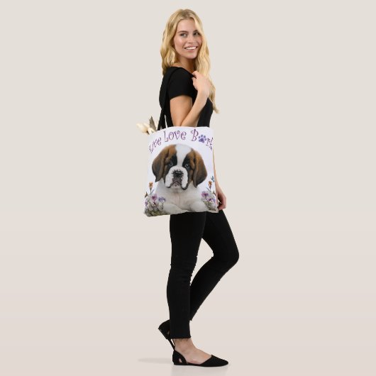 St. Bernard Dog Mom Floral Tote Bag (Op model)