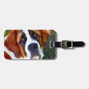 St Bernard Dog Painting Bagagelabel