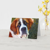 St Bernard Dog Painting Kaart (Gele Bloem)