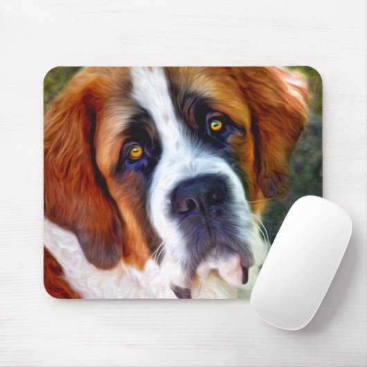 St Bernard Dog Painting Muismat (Met muis)