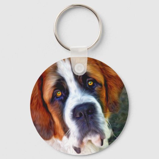 St Bernard Dog Painting Sleutelhanger (Voorkant)