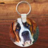St Bernard Dog Painting Sleutelhanger (Voorkant)