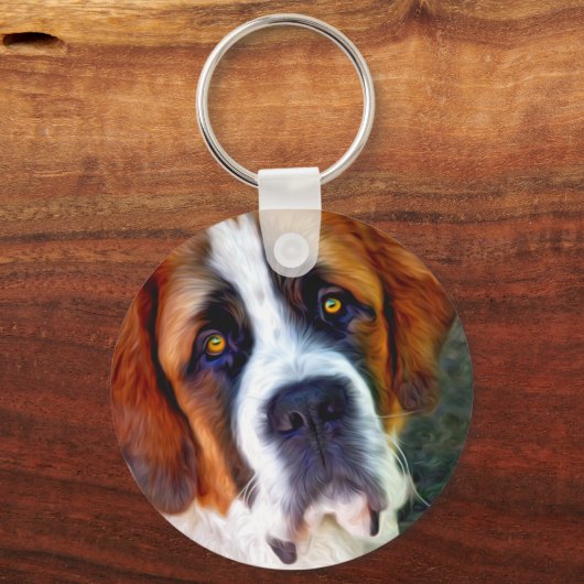 St Bernard Dog Painting Sleutelhanger (Voorkant)