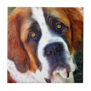 St Bernard Dog Painting Tegeltje
