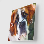 St Bernard Dog Painting Vierkante Klok (Hoek)