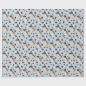 St. Bernard Dog Paw Print Pattern op Silver Blue Cadeaupapier (Vlak)