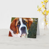 St Bernard Dog Schilderij Happy Vaderdag Kaart (Gele Bloem)