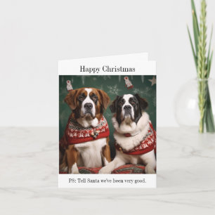 St Bernard Dogs Kerst Kaart