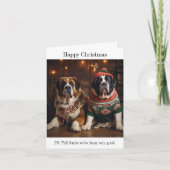 St Bernard Dogs Kerst Kaart (Voorkant)