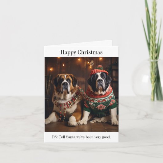 St Bernard Dogs Kerst Kaart (Voorkant)