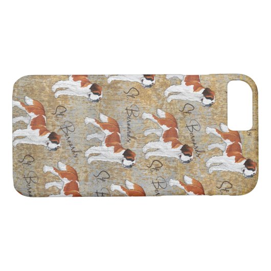 St Bernard Dogs met een Rustic Textured Background Case-Mate iPhone Case (Achterkant (Horizontaal))