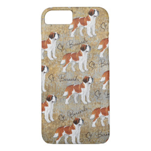 St Bernard Dogs met een Rustic Textured Background iPhone 8/7 Hoesje