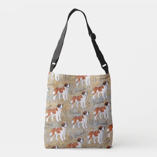 St Bernard Dogs met een Rustic Textured Background Crossbody Tas (Achterkant)