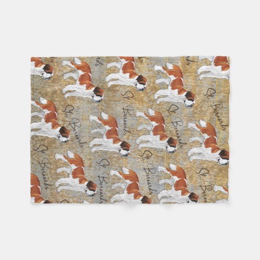St Bernard Dogs met een Rustic Textured Background Fleece Deken (Voorkant (Horizontaal))
