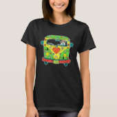 St Bernard Driving Hippie Bus Peace Love Dog T-shirt (Voorkant)