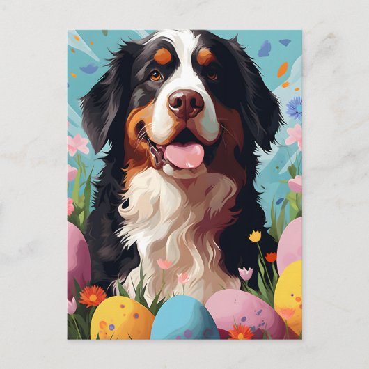 St.Bernard Gelukkig Pasen Briefkaart (Voorkant)