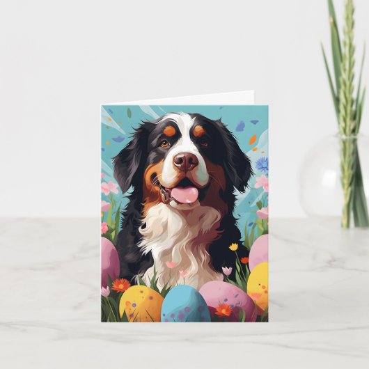 St.Bernard Gelukkig Pasen Kaart (Voorkant)
