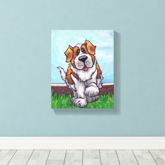 St. Bernard Gifts & Accessoires Canvas Afdruk (Insitu (Houten vloer))
