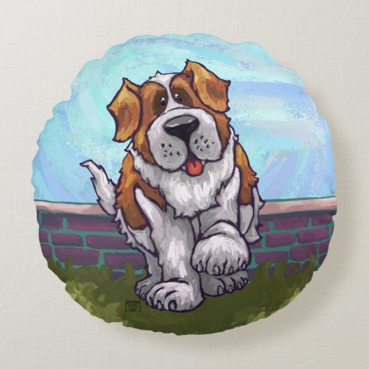 St. Bernard Gifts & Accessoires Rond Kussen (Voorkant)