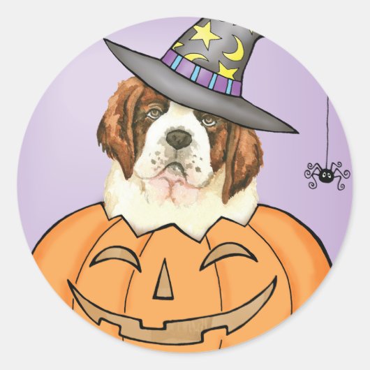 St. Bernard Halloween Ronde Sticker (Voorkant)