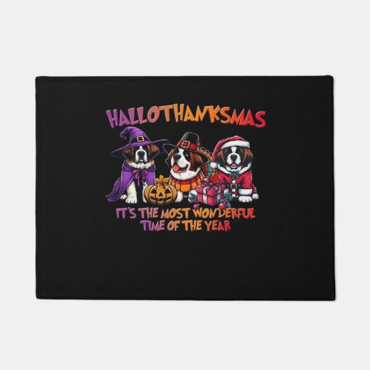 St. Bernard Halloween Thanksgiving Kerstles Deurmat (Voorkant)