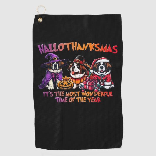 St. Bernard Halloween Thanksgiving Kerstles Golfhanddoek (Voorkant)