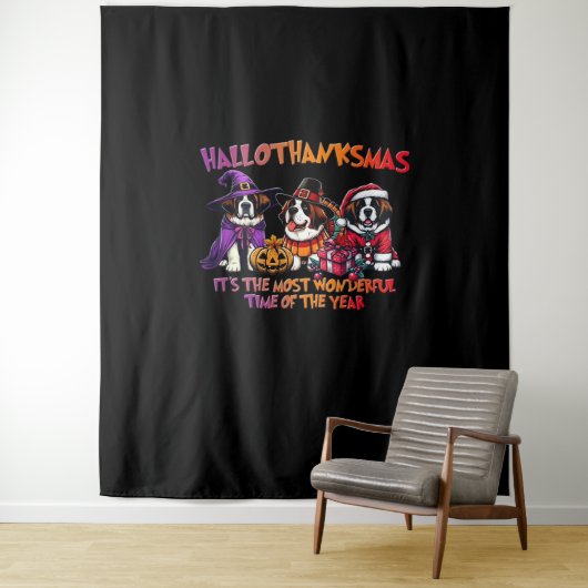 St. Bernard Halloween Thanksgiving Kerstles Wandkleed (In situ)