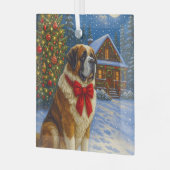 St. Bernard Holiday Glass Ornament (Voorkant links)