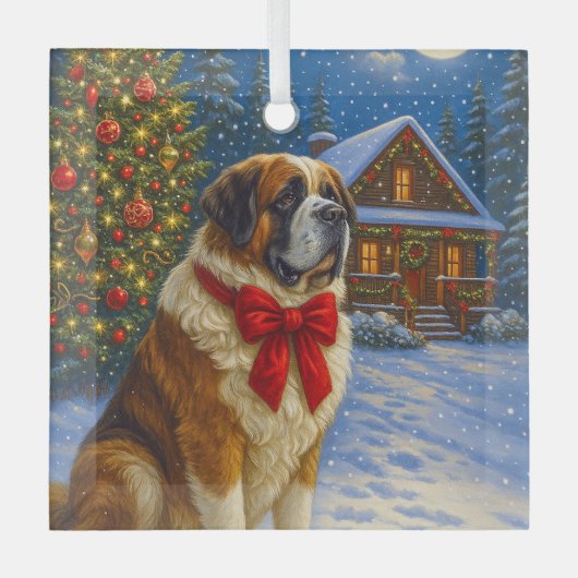 St. Bernard Holiday Glass Ornament (Voorkant)
