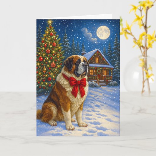 St. Bernard Holiday Kaart (Gele Bloem)