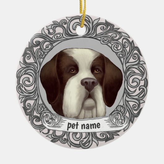 St Bernard-hond Aandenken-ornament Keramisch Ornament (Voorkant)