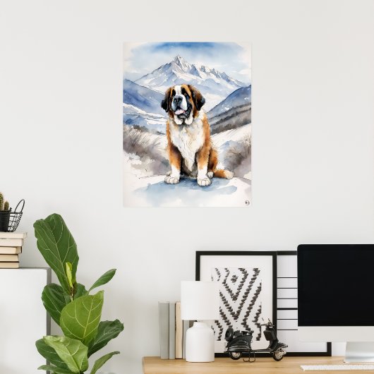 St. Bernard - Hond Art Print (Thuiskantoor)