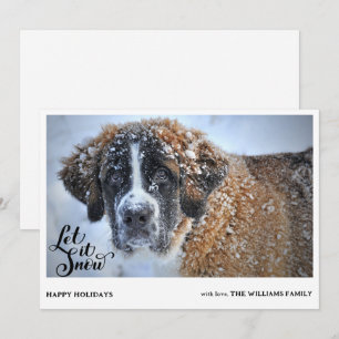 St. Bernard Hond bedekt met sneeuw Foto Kerstmis Feestdagenkaart