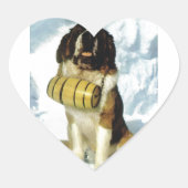 St Bernard hond, Bergredding Hart Sticker (Voorkant)