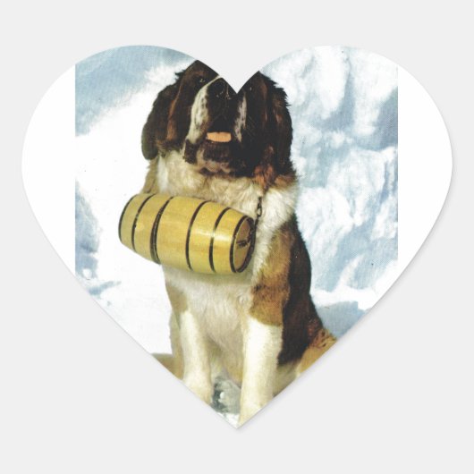 St Bernard hond, Bergredding Hart Sticker (Voorkant)