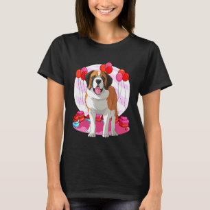 St Bernard Hond Hart Valentijnsdag Decor T-shirt