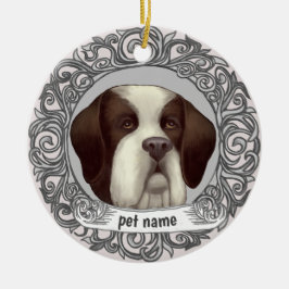 St Bernard-hond kerstboomornament ter nagedachteni Keramisch Ornament